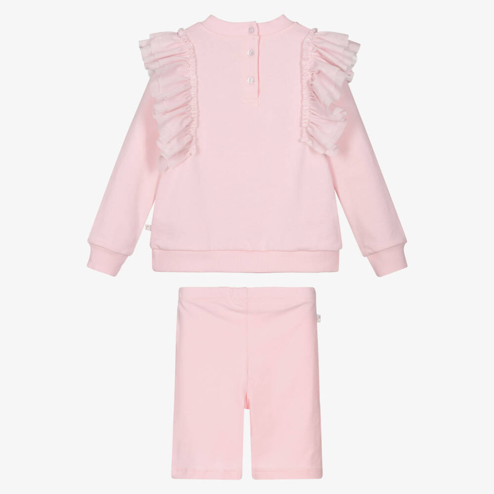 Caramelo Kids-Girls Pink Cotton Shorts Set with Tulle Ruffles | Childrensalon