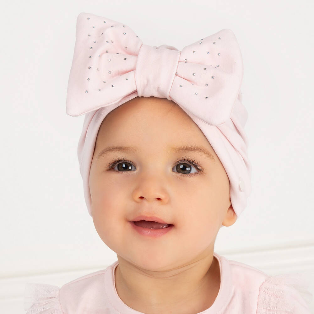 Caramelo Kids-Girls Pink Cotton Turban | Childrensalon
