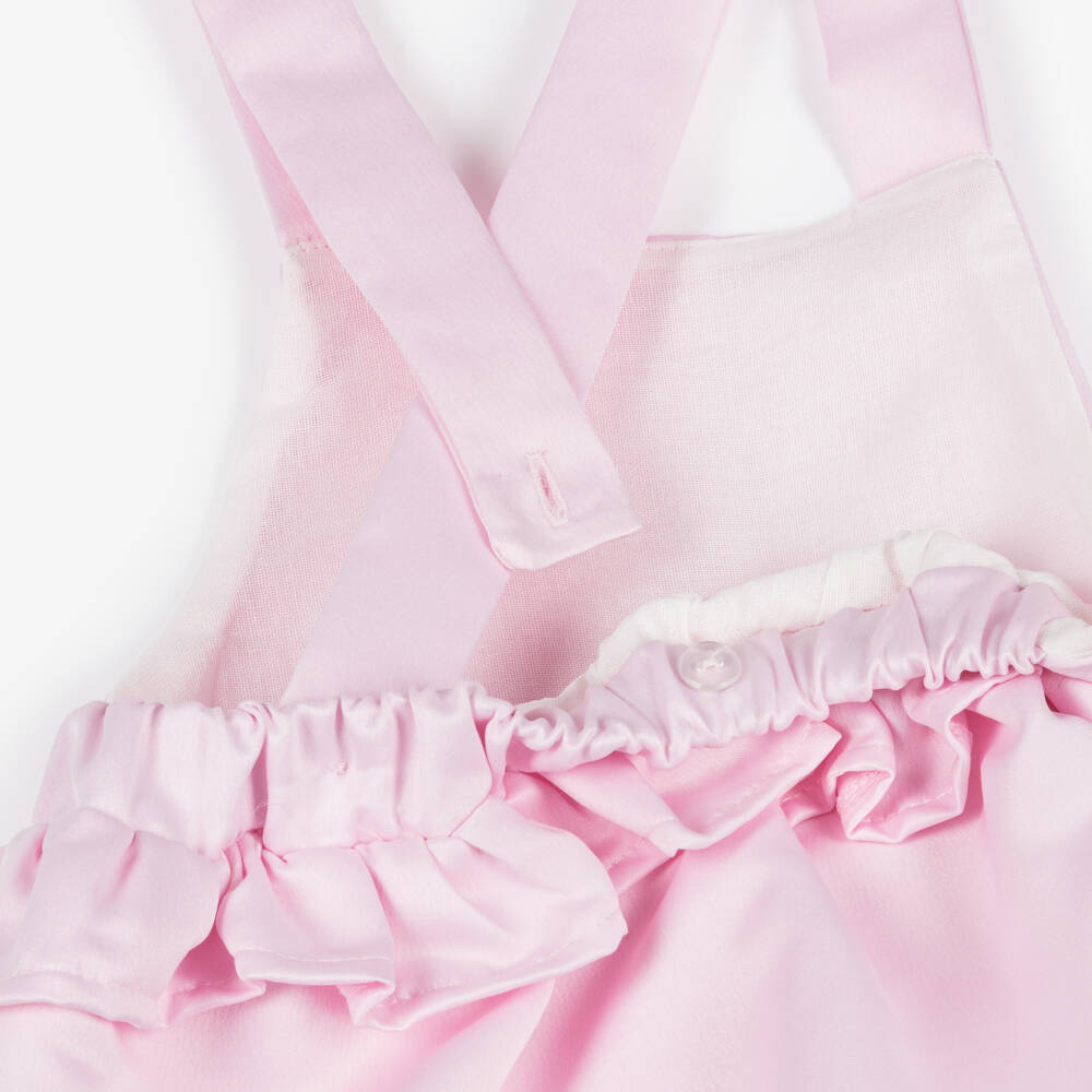 Caramelo Kids-Girls Pink Dungaree Babysuit Set with Bow Headband | Childrensalon
