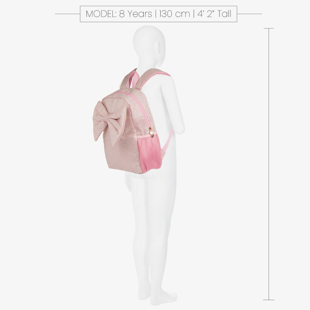 Caramelo Kids-Girls Pink Glitter Bow Backpack (35cm) | Childrensalon