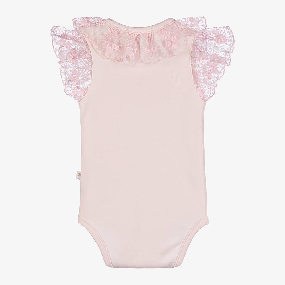Caramelo Kids-Розовое боди с кружевом для девочек | Childrensalon