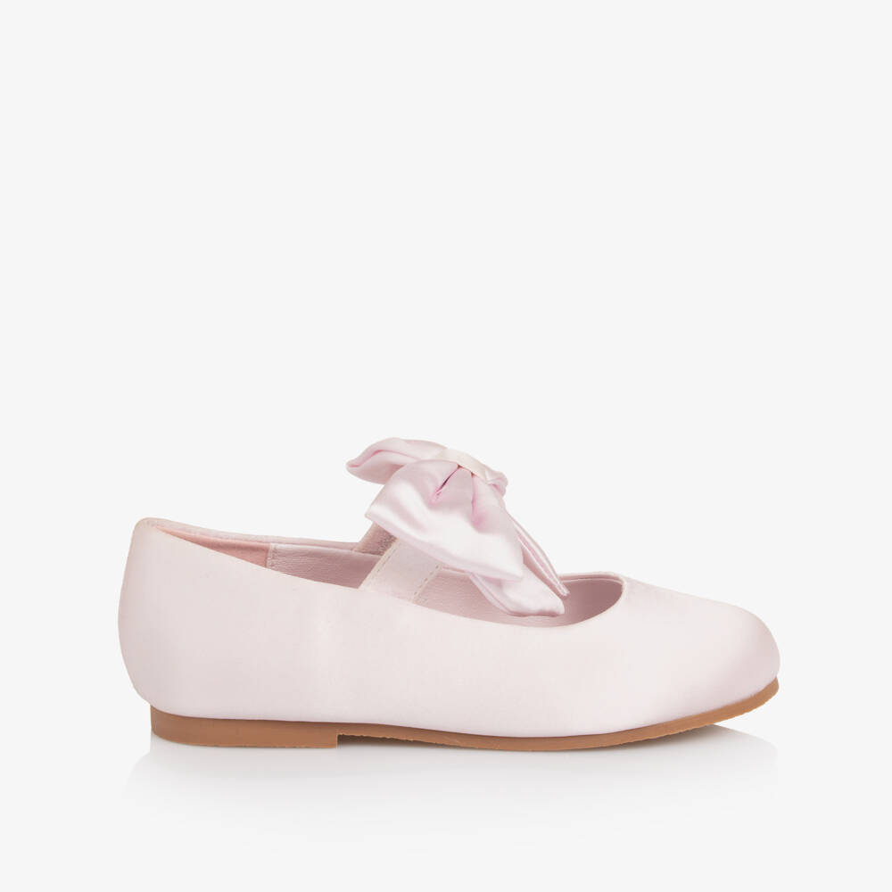 Caramelo Kids-Girls Pink Satin Mary Jane Shows with Bows | Childrensalon