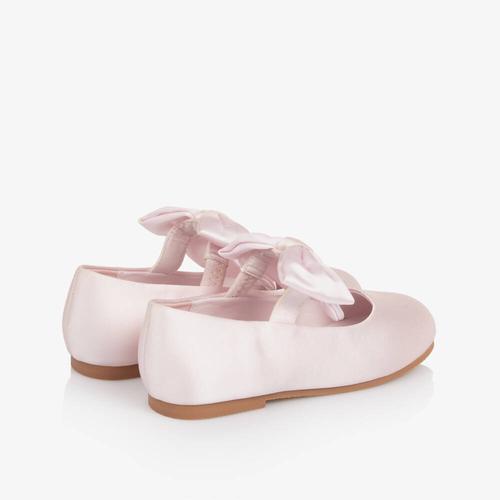 Caramelo Kids-Girls Pink Satin Mary Jane Shows with Bows | Childrensalon