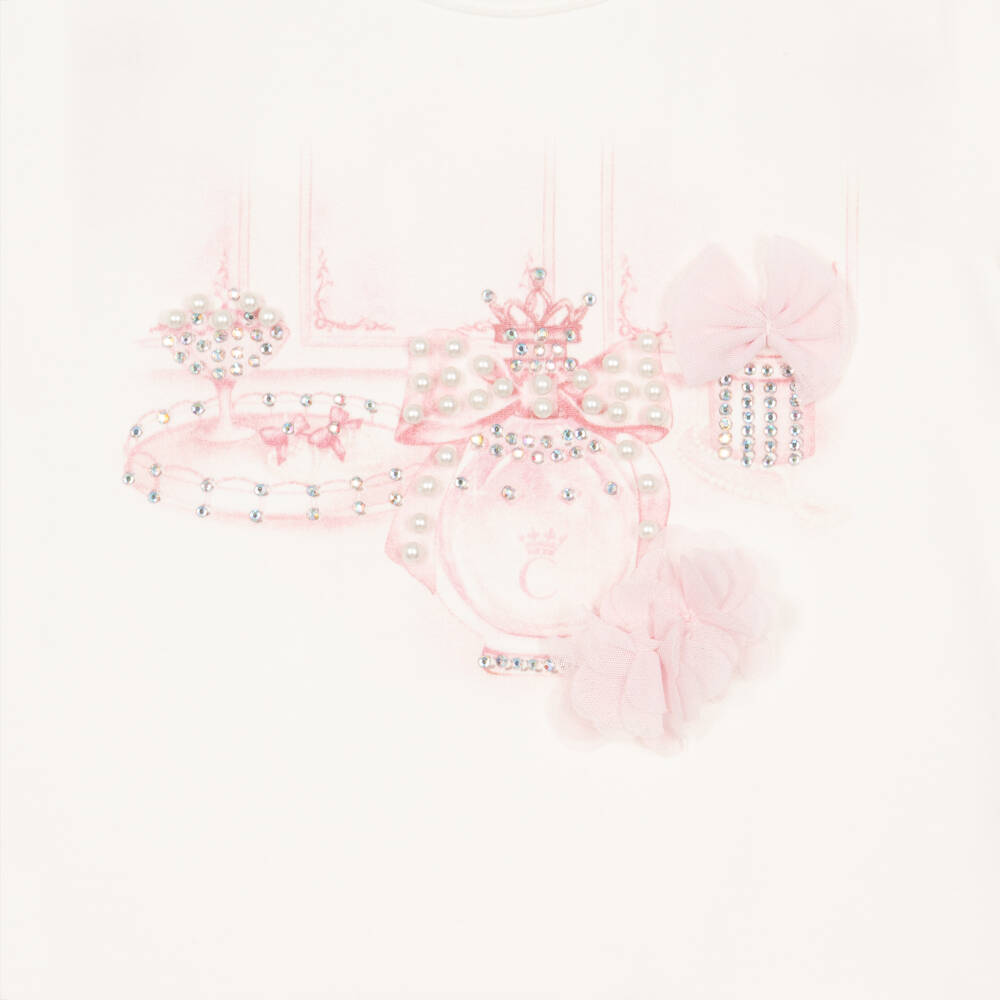Caramelo Kids-Girls Pink Tulle Skirt Set with Frills, Pearls & Diamantés | Childrensalon