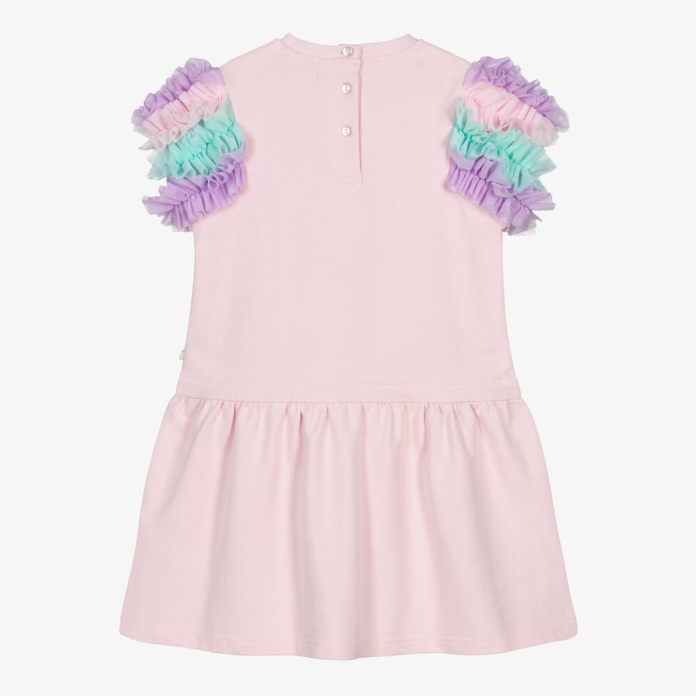 Caramelo Kids-Girls Pink Tulle Trim Cotton Jersey Dress with Tumbler | Childrensalon