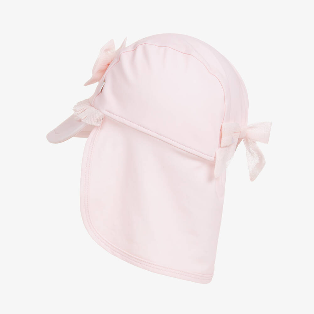 Caramelo Kids-Girls Pink Tulle-Trim Swim Cap (UPF50+) | Childrensalon