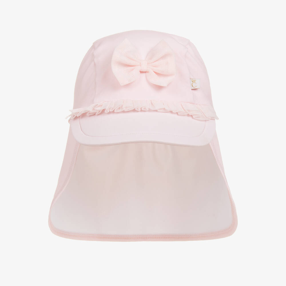 Caramelo Kids-Girls Pink Tulle-Trim Swim Cap (UPF50+) | Childrensalon