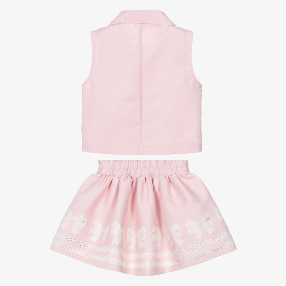 Caramelo Kids-Girls Pink Waistcoat & Skirt Set | Childrensalon