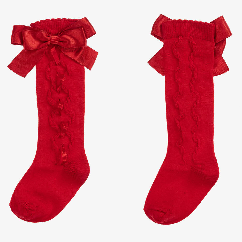 Caramelo Kids-Girls Red Cotton Socks | Childrensalon