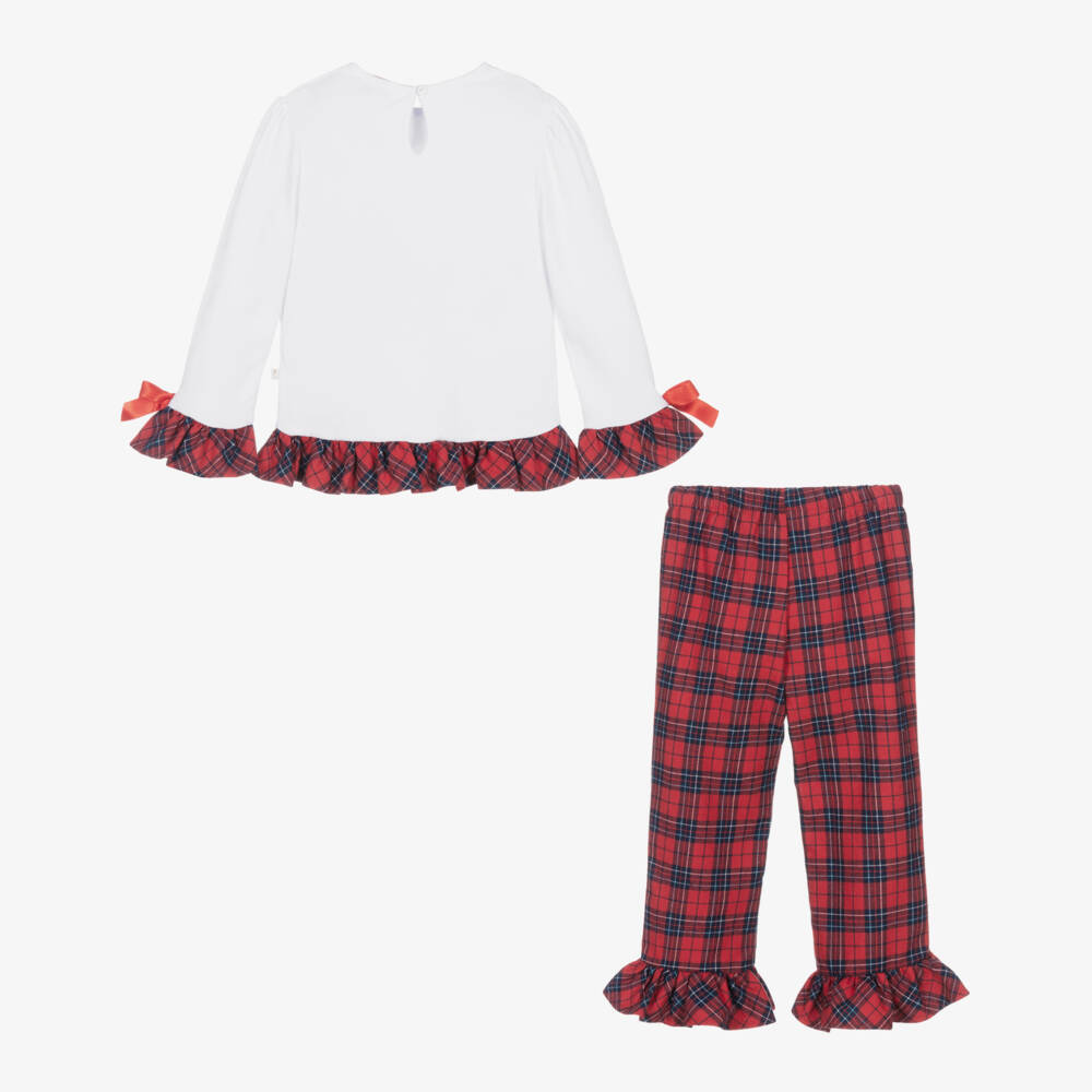 Caramelo Kids-Girls Red Tartan Check Cotton Pyjamas | Childrensalon