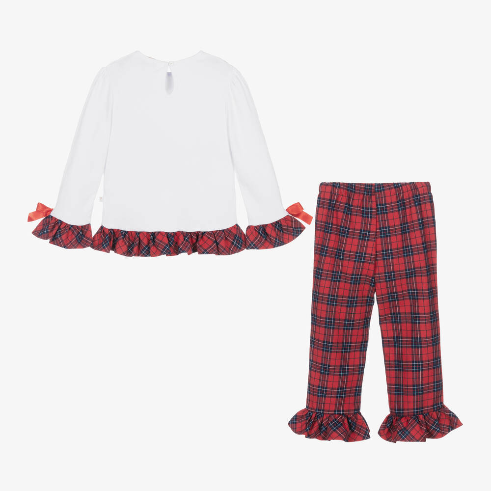 Caramelo Kids-Girls Red Tartan Check Cotton Pyjamas | Childrensalon