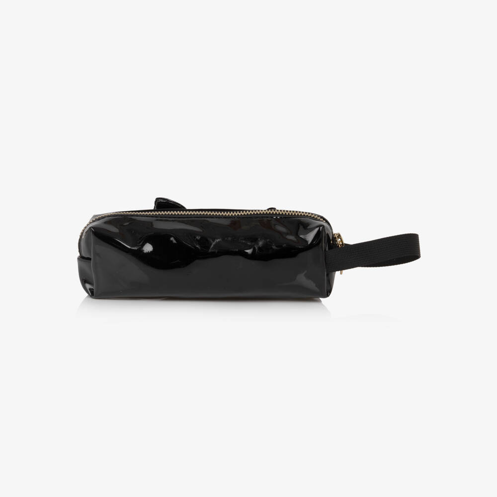 Caramelo Kids-Girls Shiny Black Pencil Case (20cm) | Childrensalon
