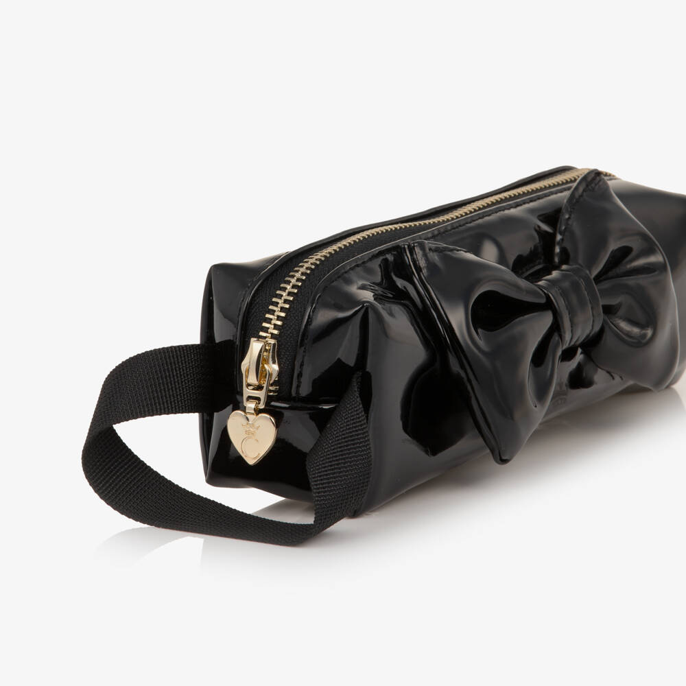 Caramelo Kids-Girls Shiny Black Pencil Case (20cm) | Childrensalon