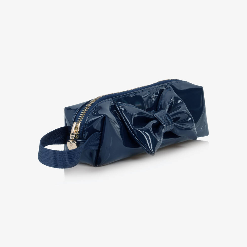 Caramelo Kids-Girls Shiny Navy Blue Pencil Case (20cm) | Childrensalon