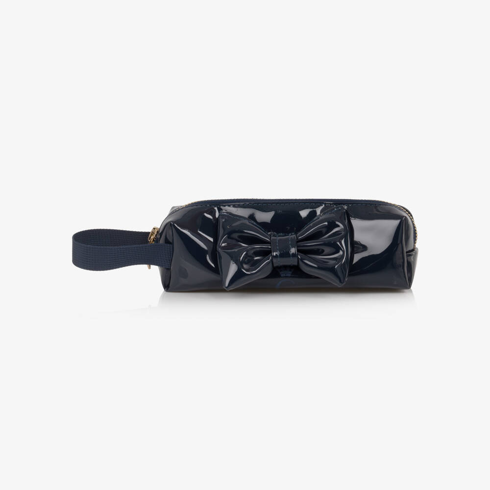 Caramelo Kids-Girls Shiny Navy Blue Pencil Case (20cm) | Childrensalon