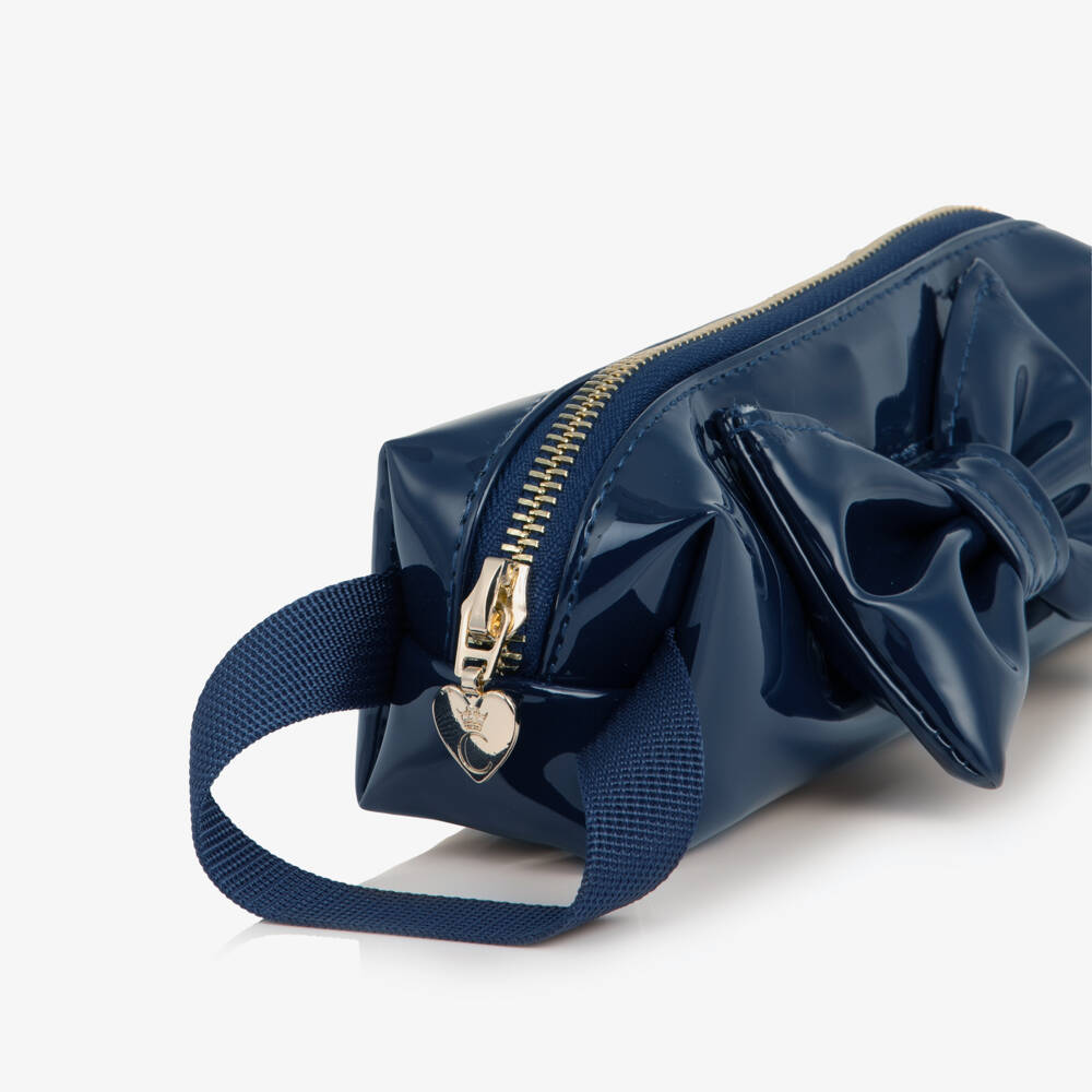 Caramelo Kids-Girls Shiny Navy Blue Pencil Case (20cm) | Childrensalon