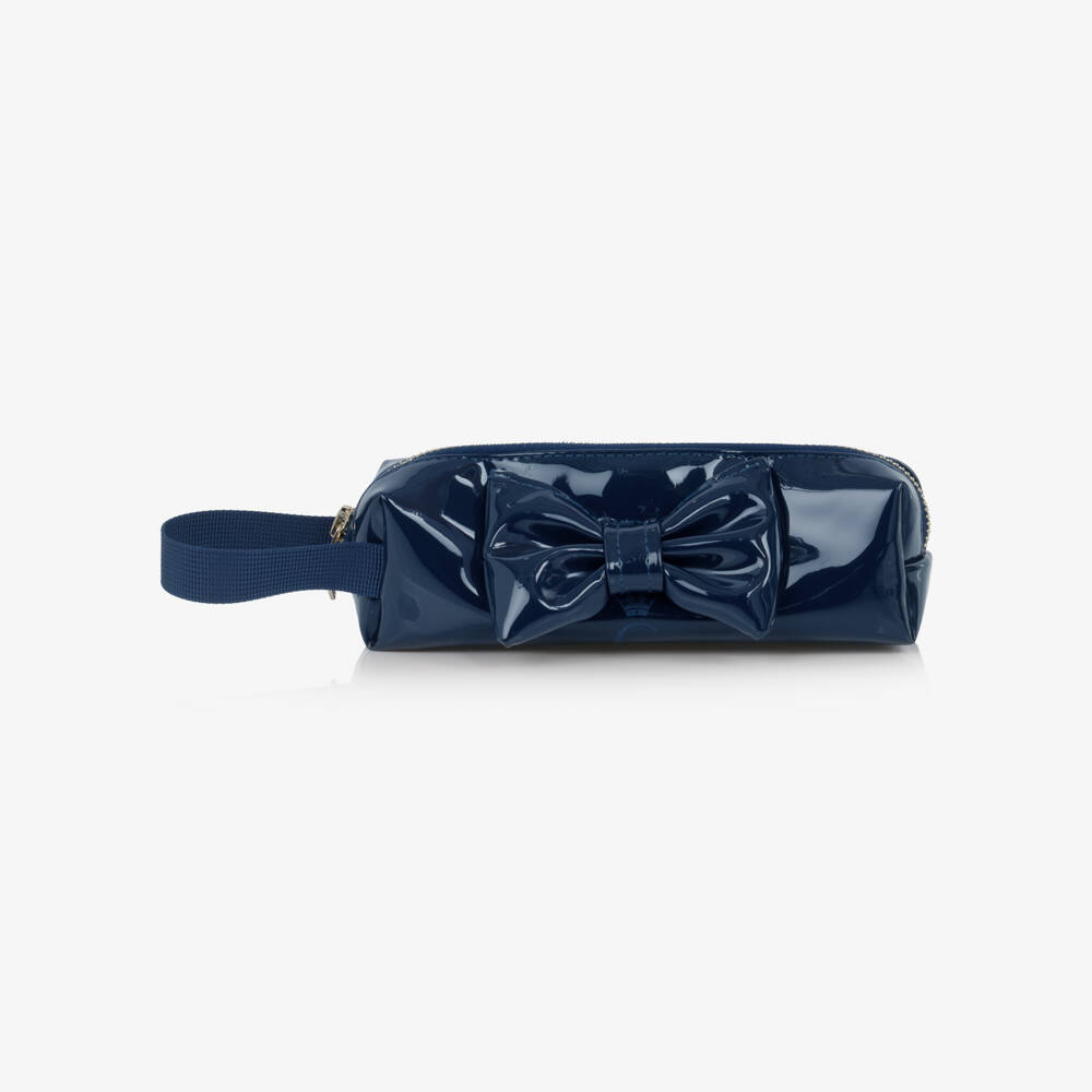 Caramelo Kids-Girls Shiny Navy Blue Pencil Case (20cm) | Childrensalon