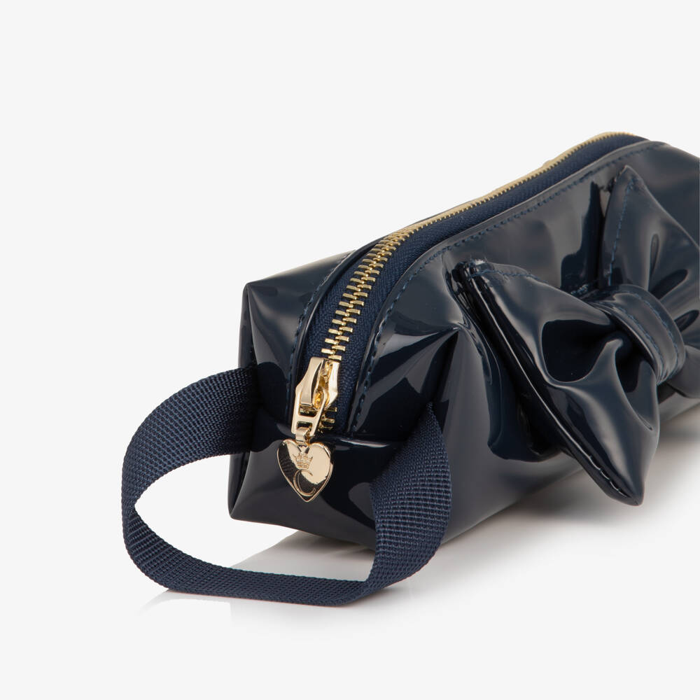 Caramelo Kids-Girls Shiny Navy Blue Pencil Case (20cm) | Childrensalon