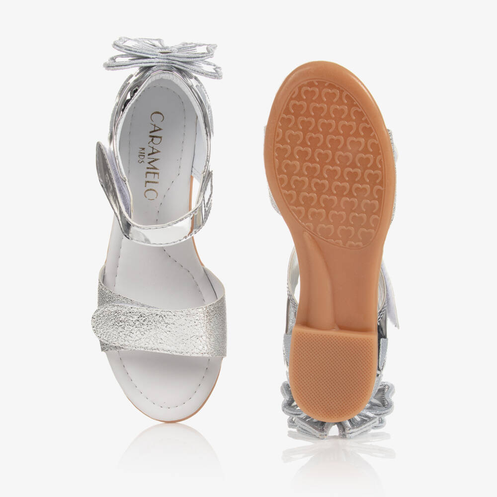 Caramelo Kids-Girls Silver Bow Sandals | Childrensalon