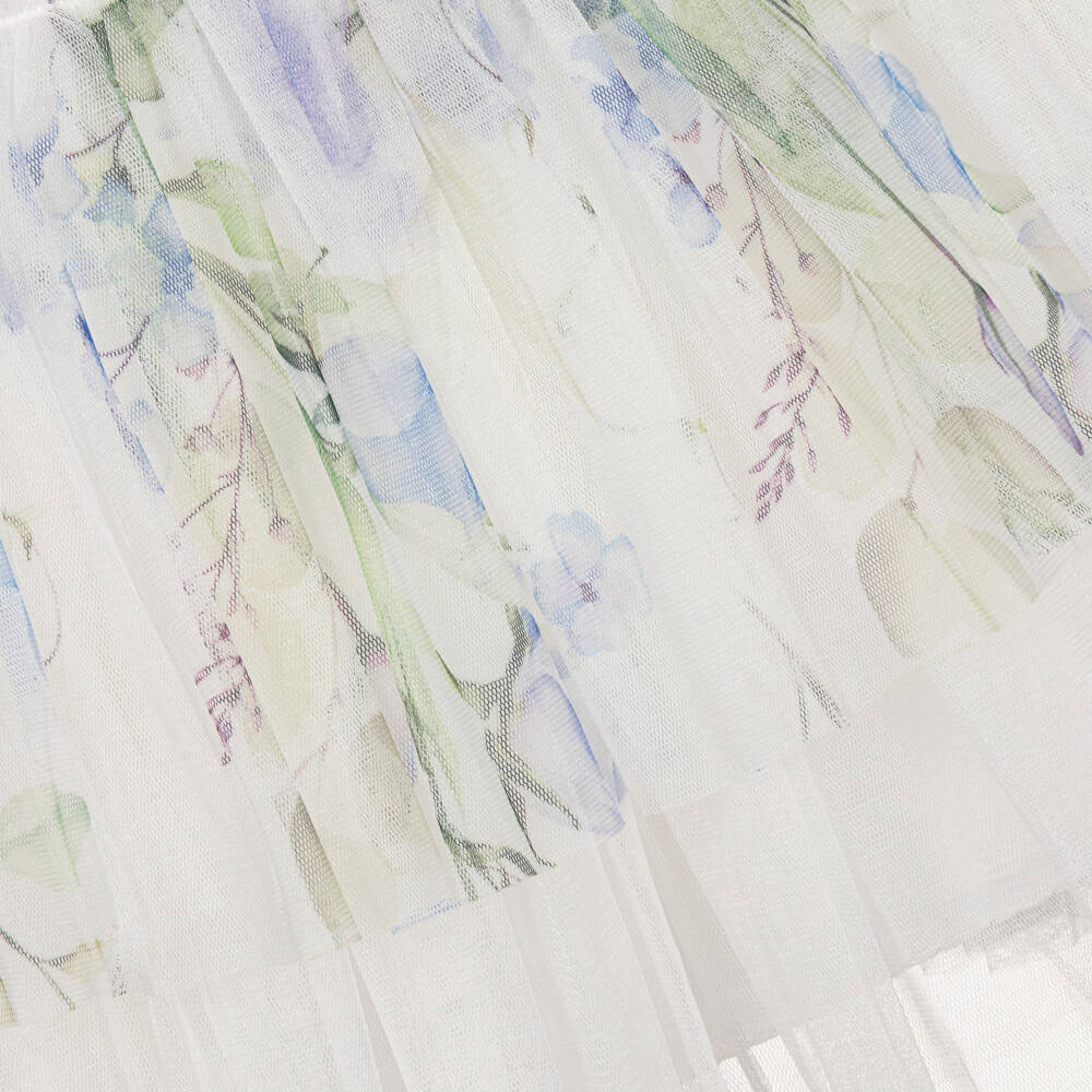 Caramelo Kids-Платье бело-голубое цветочное из тюля для девочек | Childrensalon