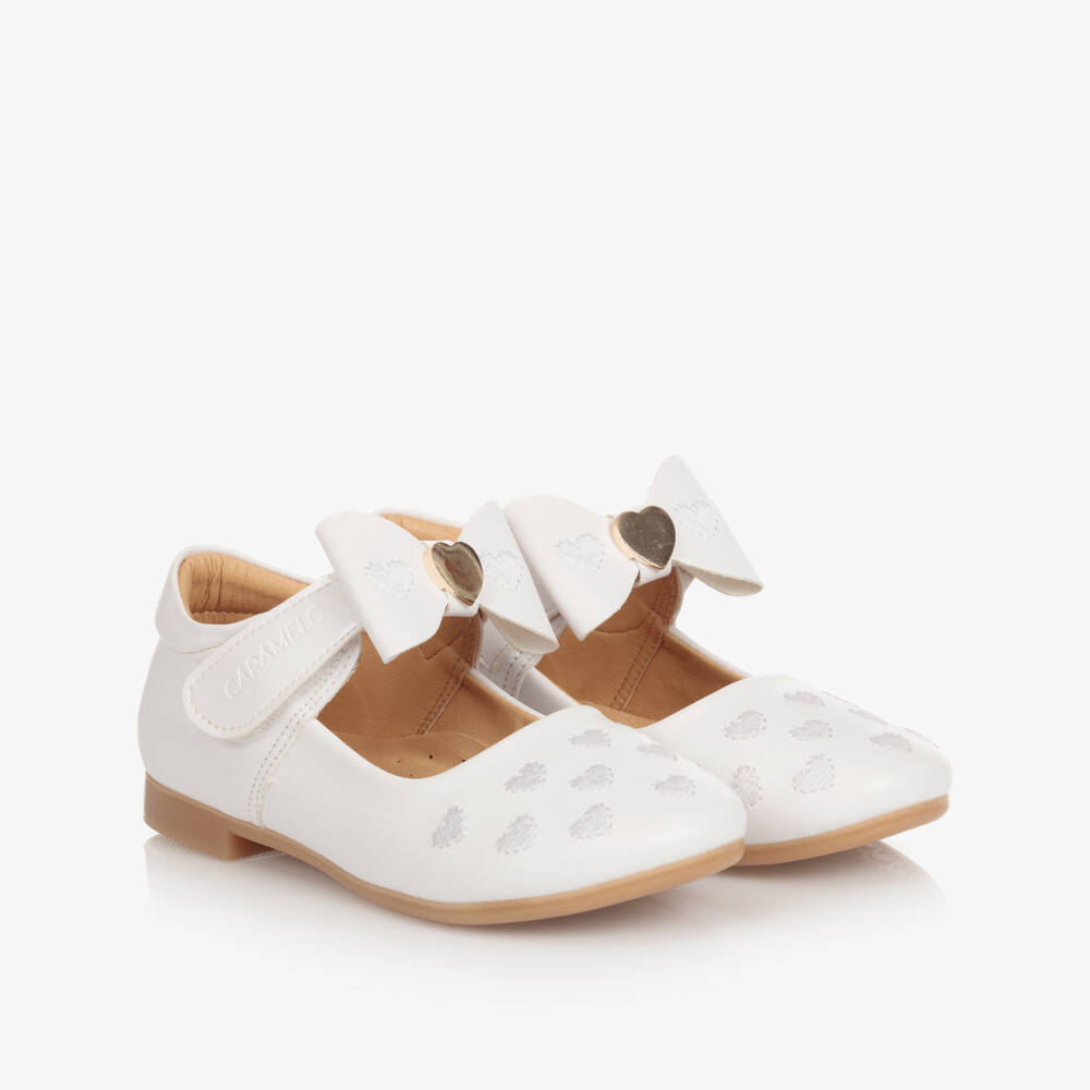 Caramelo Kids-Girls White Bow Shoes | Childrensalon