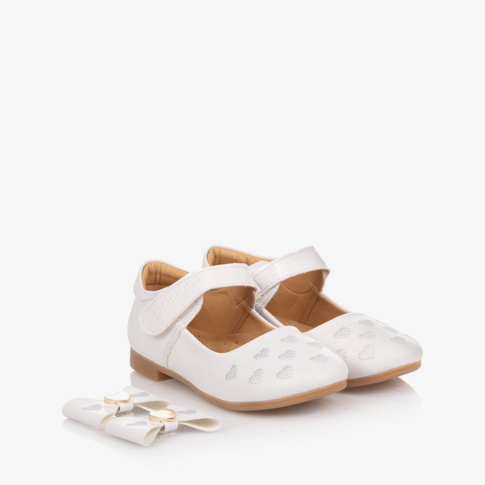Caramelo Kids-Girls White Bow Shoes | Childrensalon