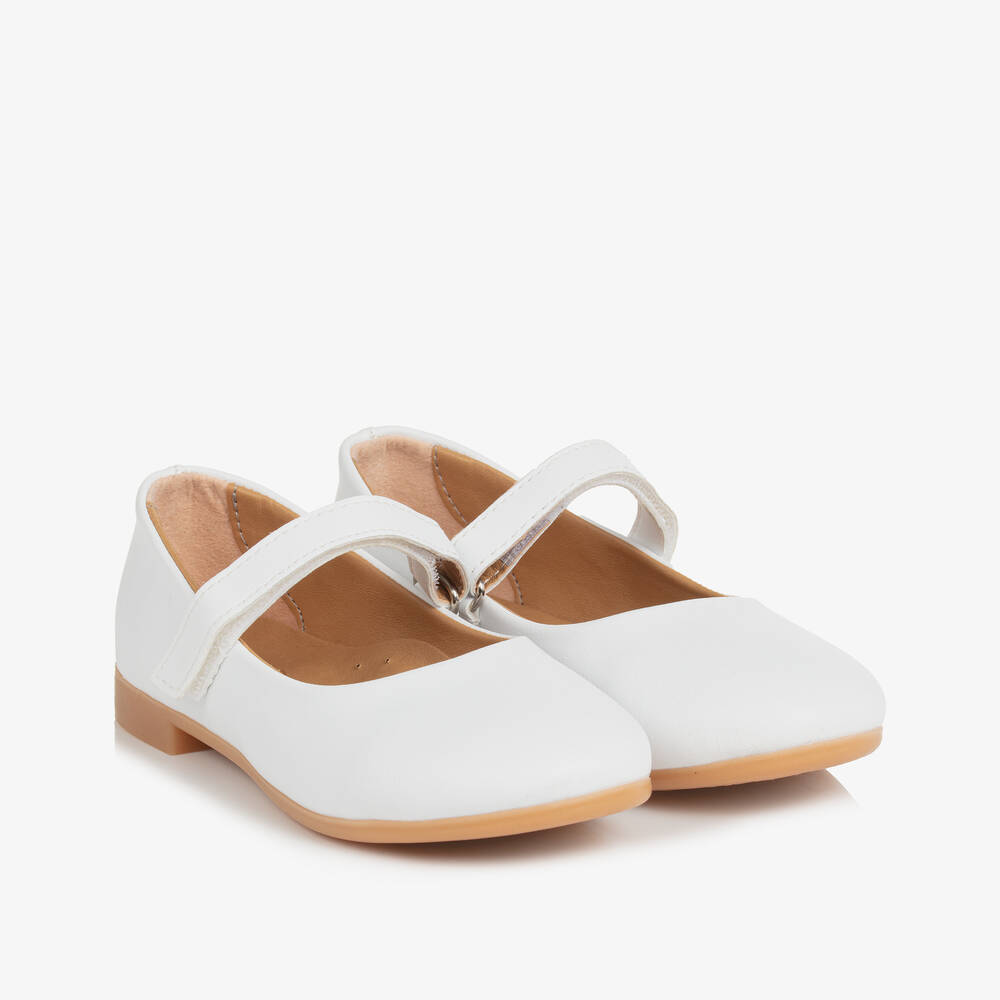Caramelo Kids-حذاء ماري جين لون أبيض للبنات | Childrensalon