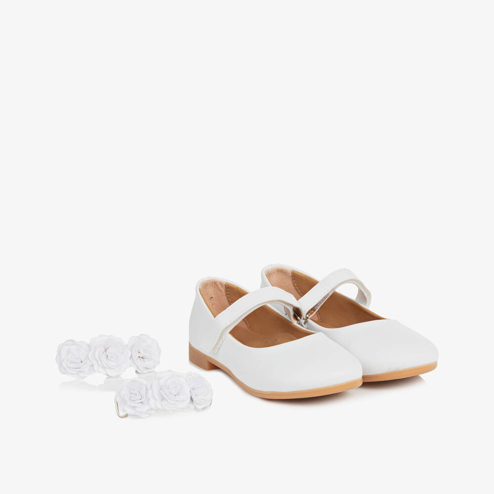 Caramelo Kids-حذاء ماري جين لون أبيض للبنات | Childrensalon