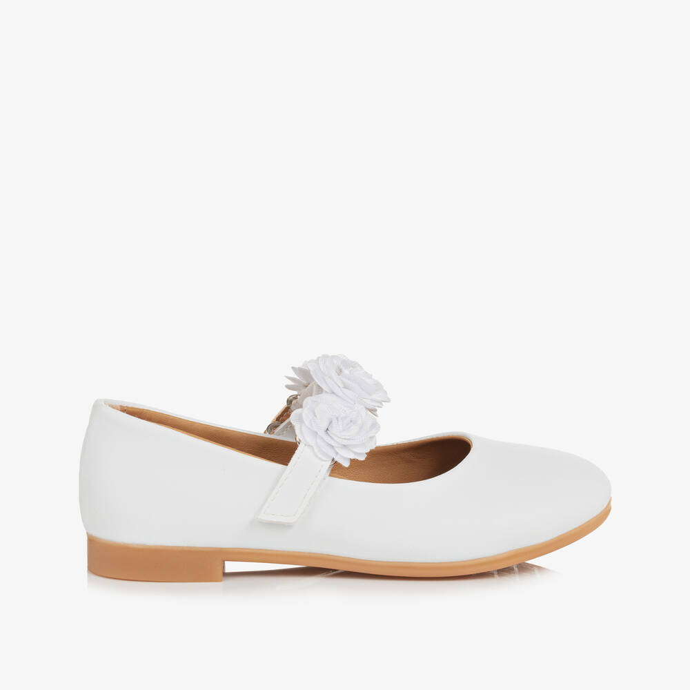 Caramelo Kids-حذاء ماري جين لون أبيض للبنات | Childrensalon