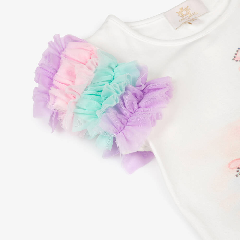Caramelo Kids-Girls White Jersey & Pink Tulle Dress with Tumbler | Childrensalon