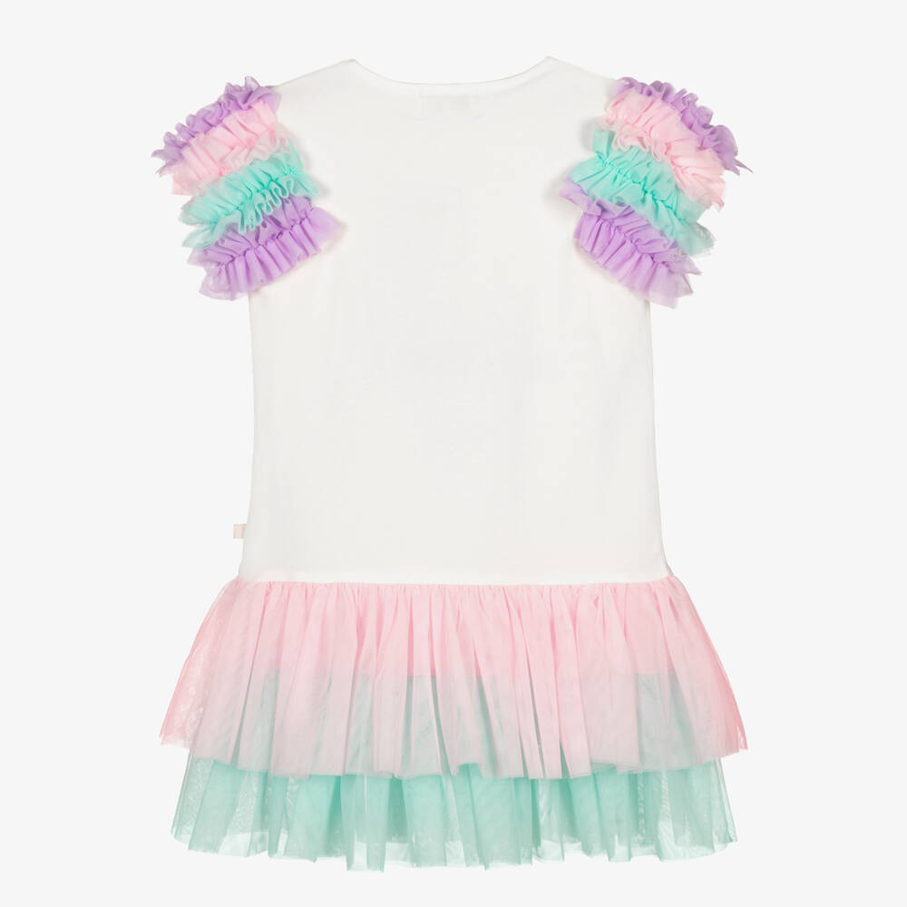 Caramelo Kids-Girls White Jersey & Pink Tulle Dress with Tumbler | Childrensalon