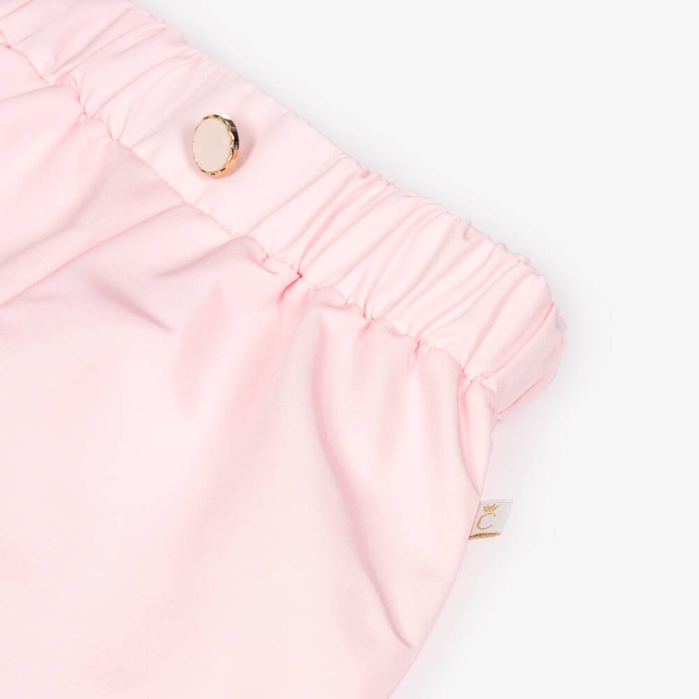 Caramelo Kids-Girls White & Pink Shorts Set with Iridescent Tumbler | Childrensalon