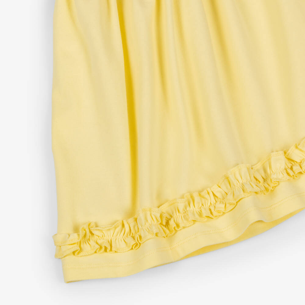 Caramelo Kids-Платье желтое хлопковое с оборками с пайетками для девочек | Childrensalon