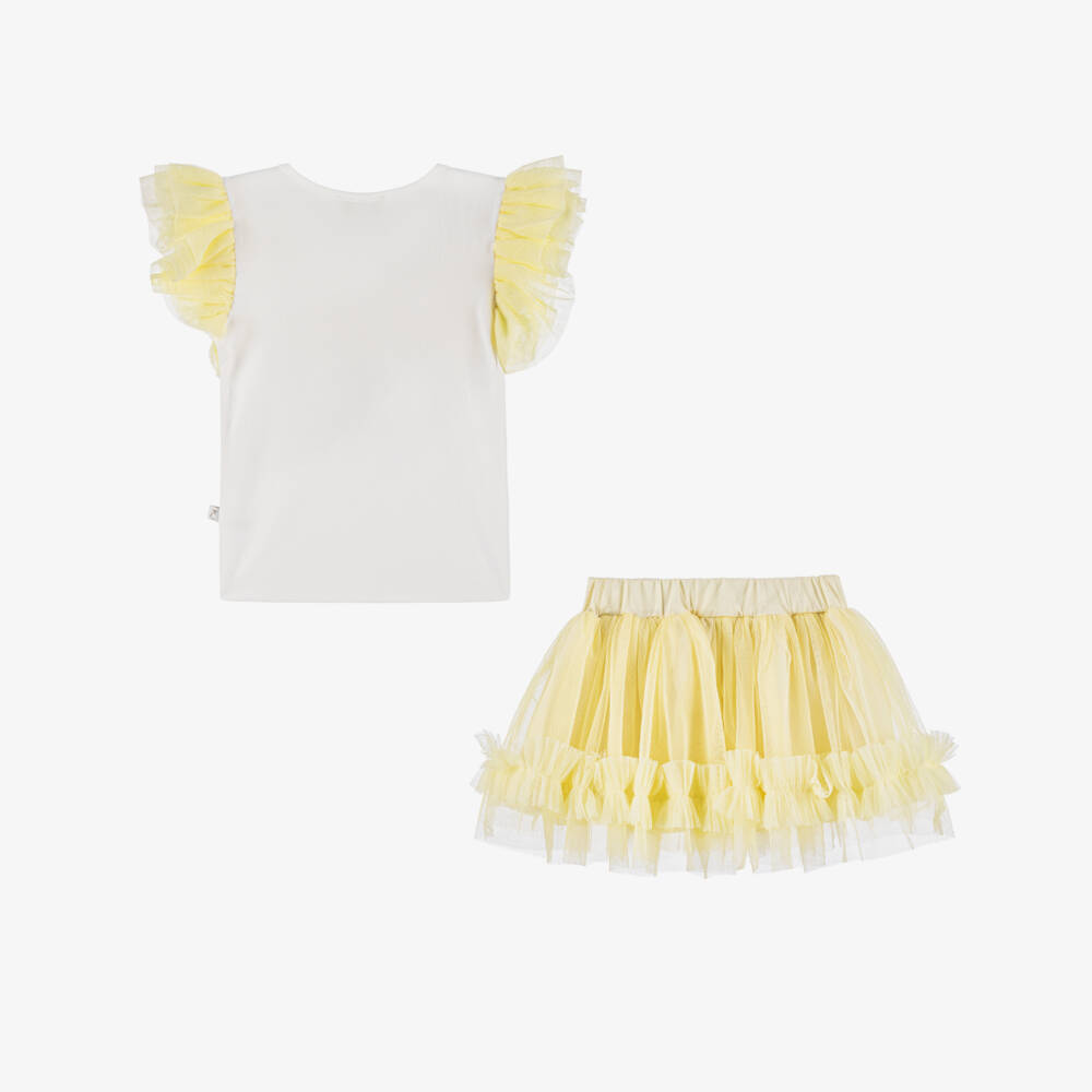Caramelo Kids-Girls Yellow Tulle Skirt Set | Childrensalon