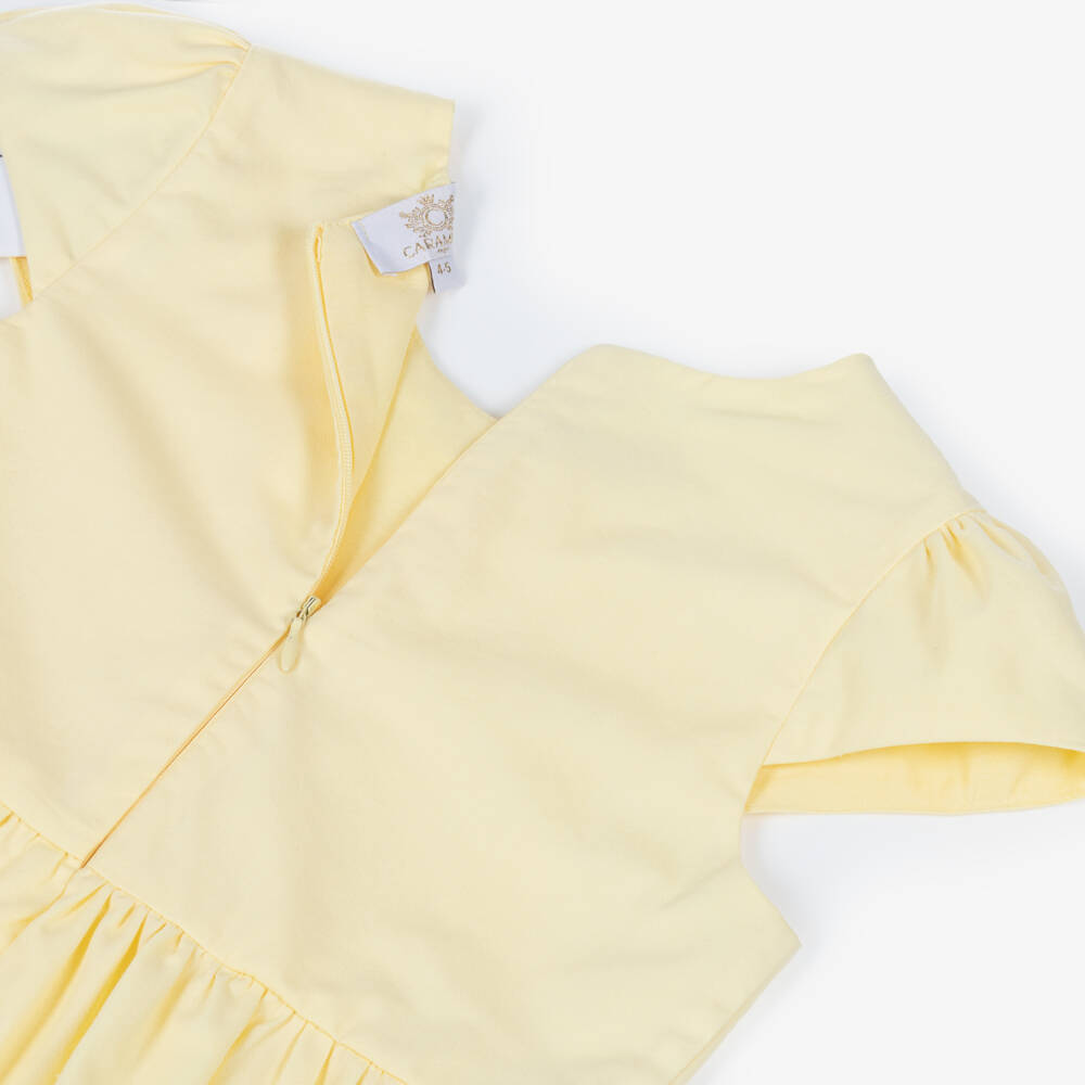 Caramelo Kids-Girls Yellow & White Trouser Set with Bow Hair Clip | Childrensalon