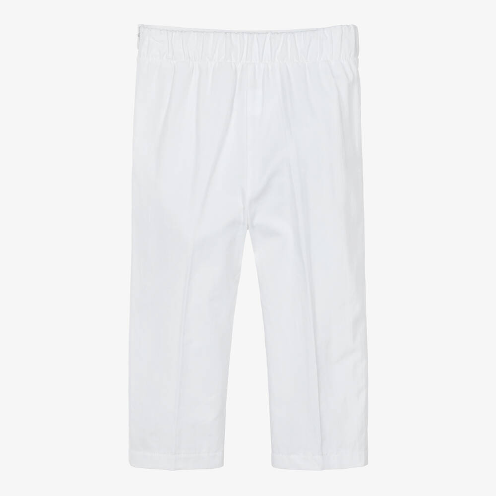 Caramelo Kids-Girls Yellow & White Trouser Set with Bow Hair Clip | Childrensalon