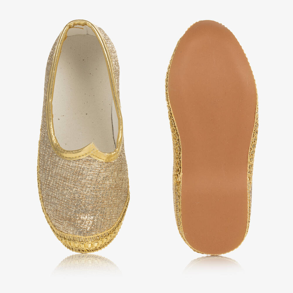 Caramelo Kids-Gold Brocade Pumps | Childrensalon