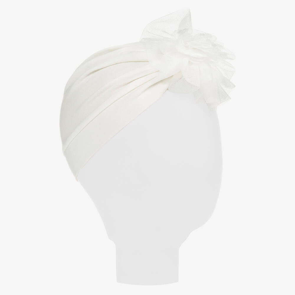 Caramelo Kids-Ivory Tulle Rosette Turban | Childrensalon