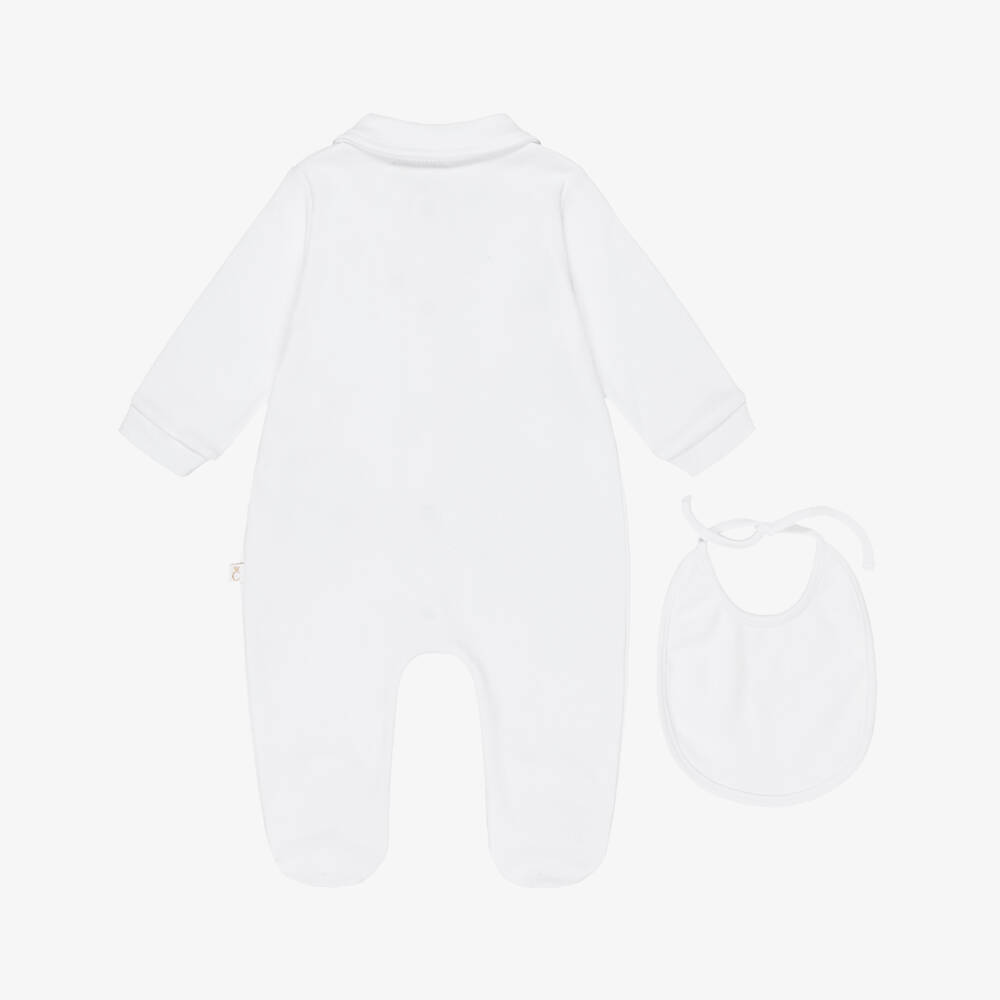Caramelo Kids-White Babygrow & Bib Set | Childrensalon