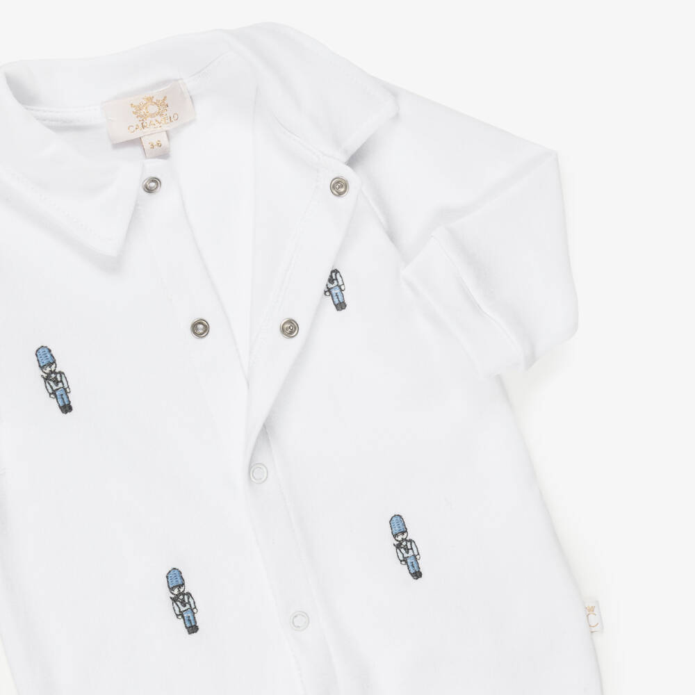 Caramelo Kids-White Babygrow & Bib Set | Childrensalon