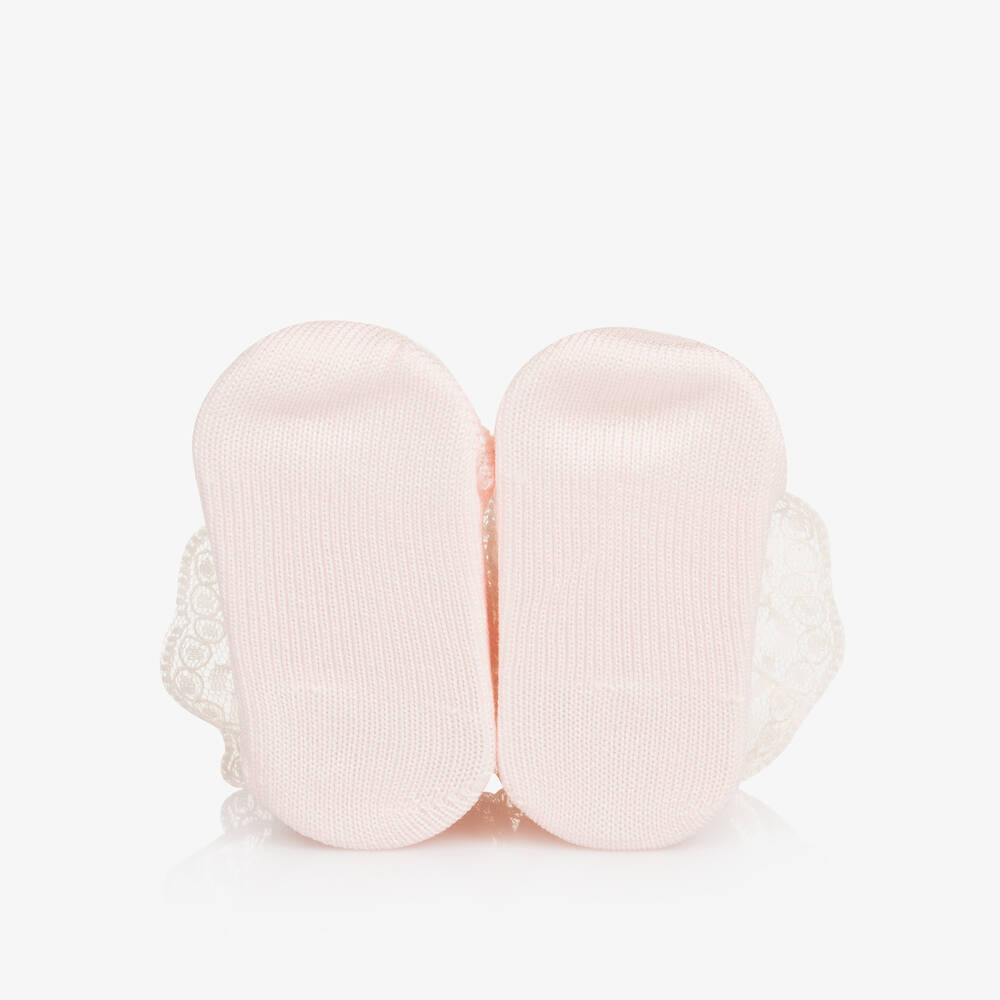 Carlomagno-Baby Girls Pink Cotton Frilly Socks | Childrensalon