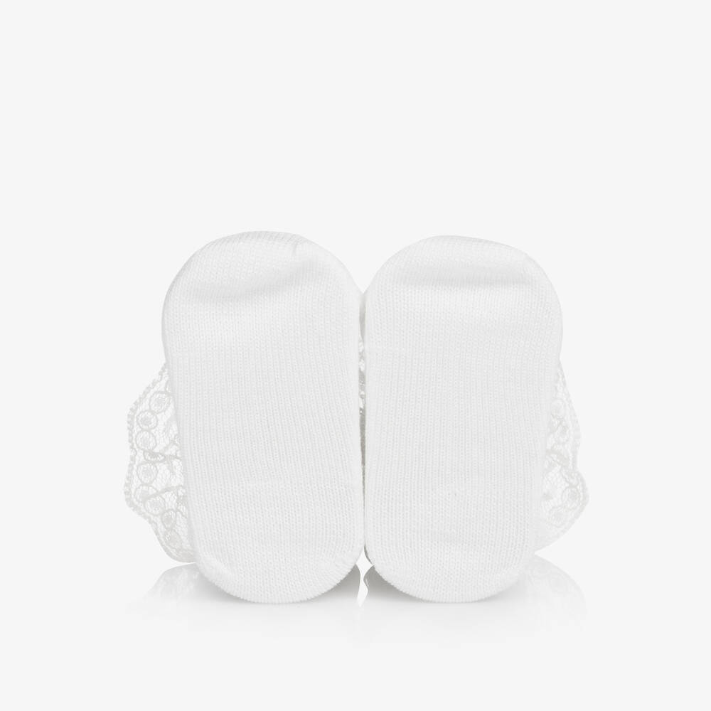 Carlomagno-Baby Girls White Cotton Frilly Socks | Childrensalon