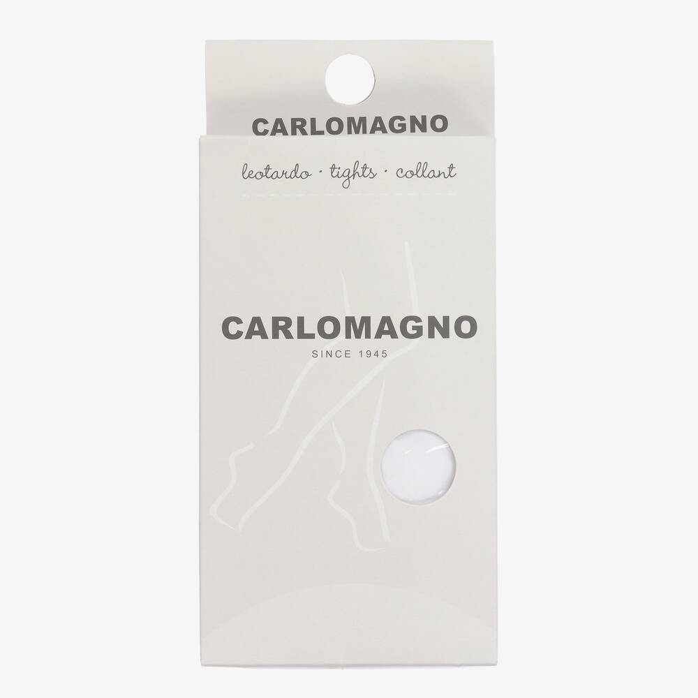 Carlomagno-Baby Girls White Microfibre Tights | Childrensalon