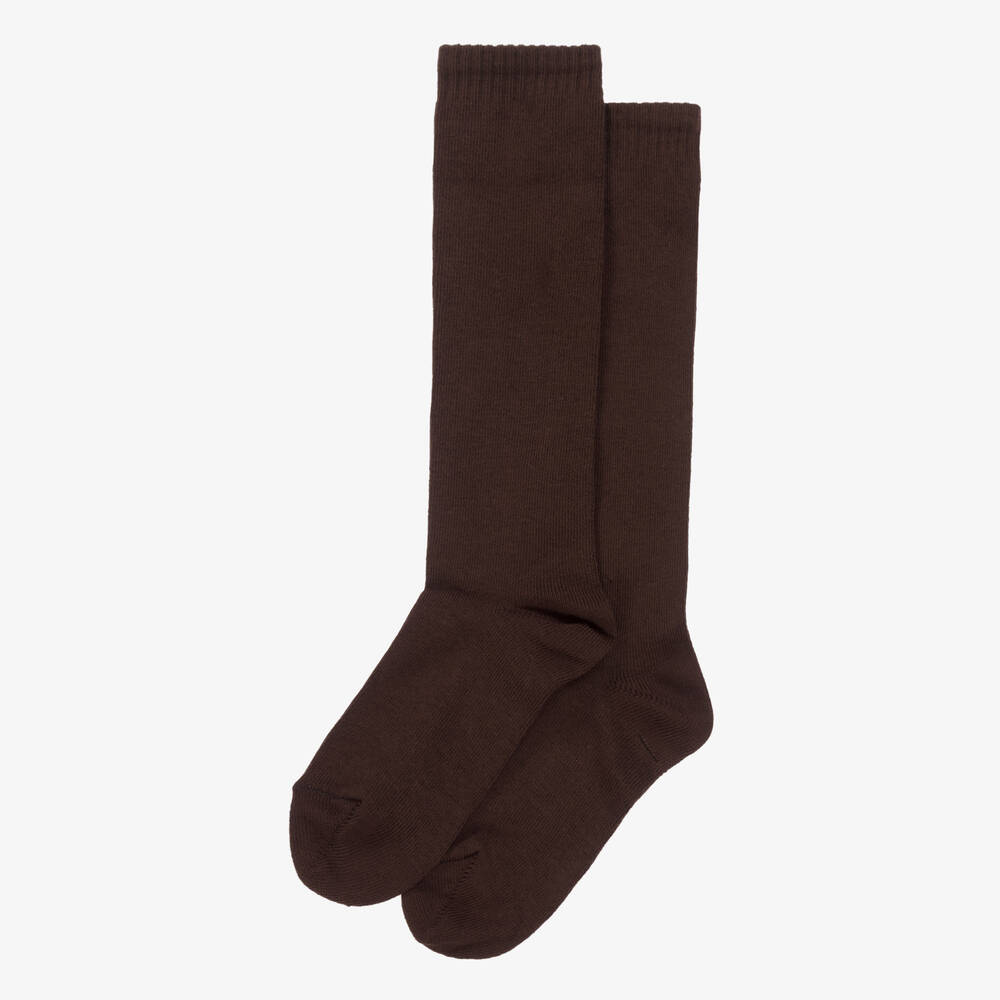 Carlomagno-Brown Cotton Knee Length Socks | Childrensalon