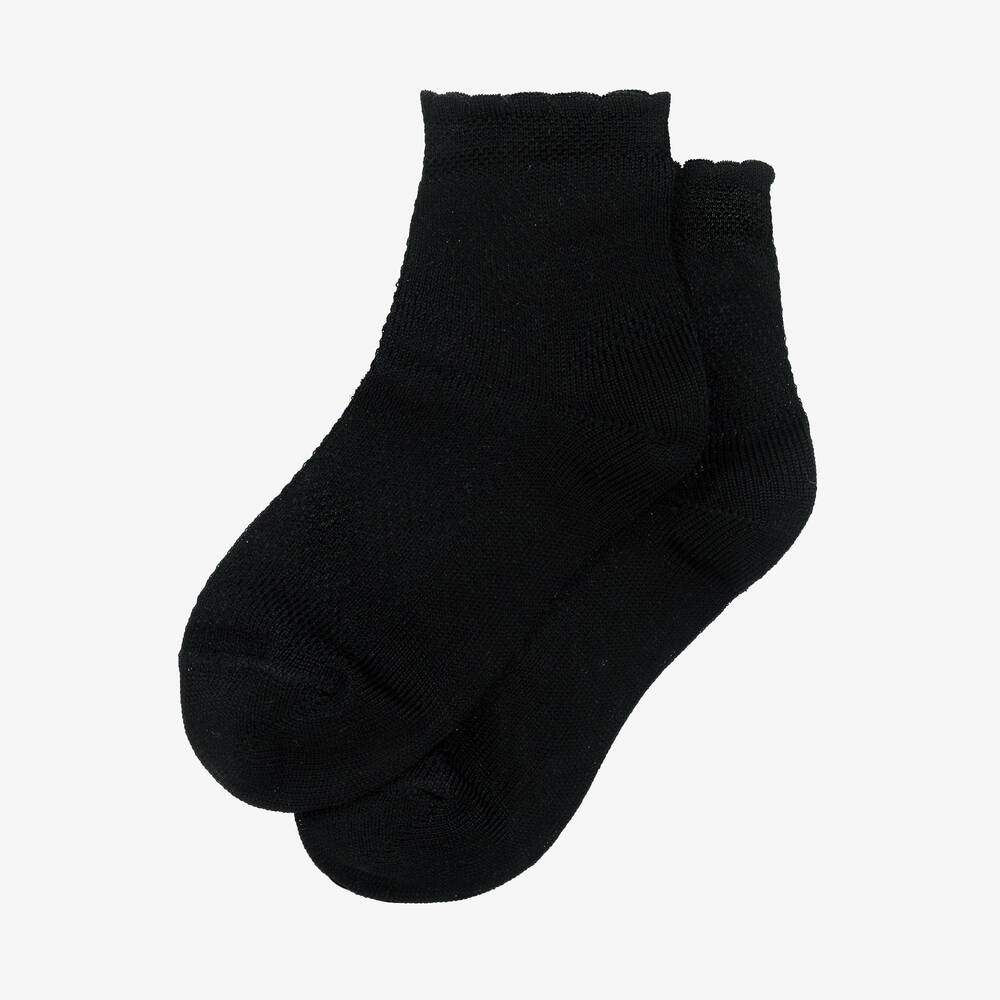 Carlomagno-جوارب شبك قطن لون أسود للبنات | Childrensalon