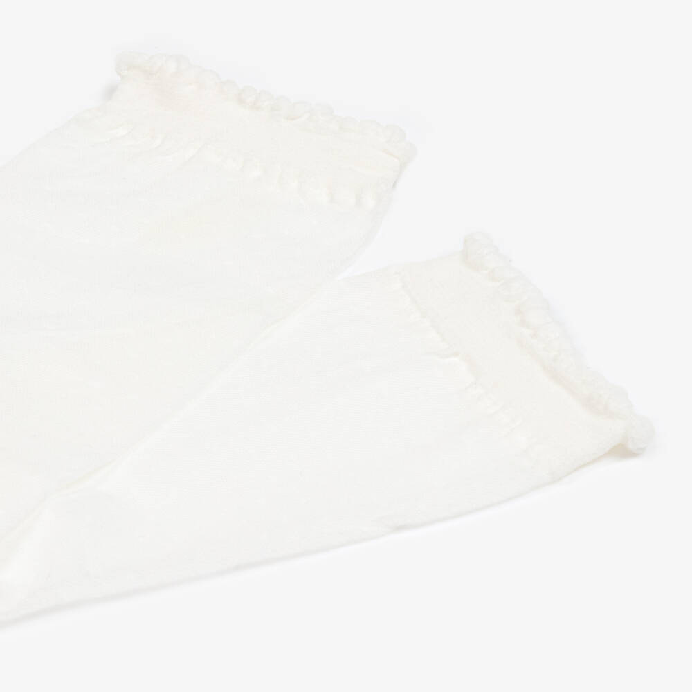 Carlomagno-Girls White Dotted Mesh Socks | Childrensalon