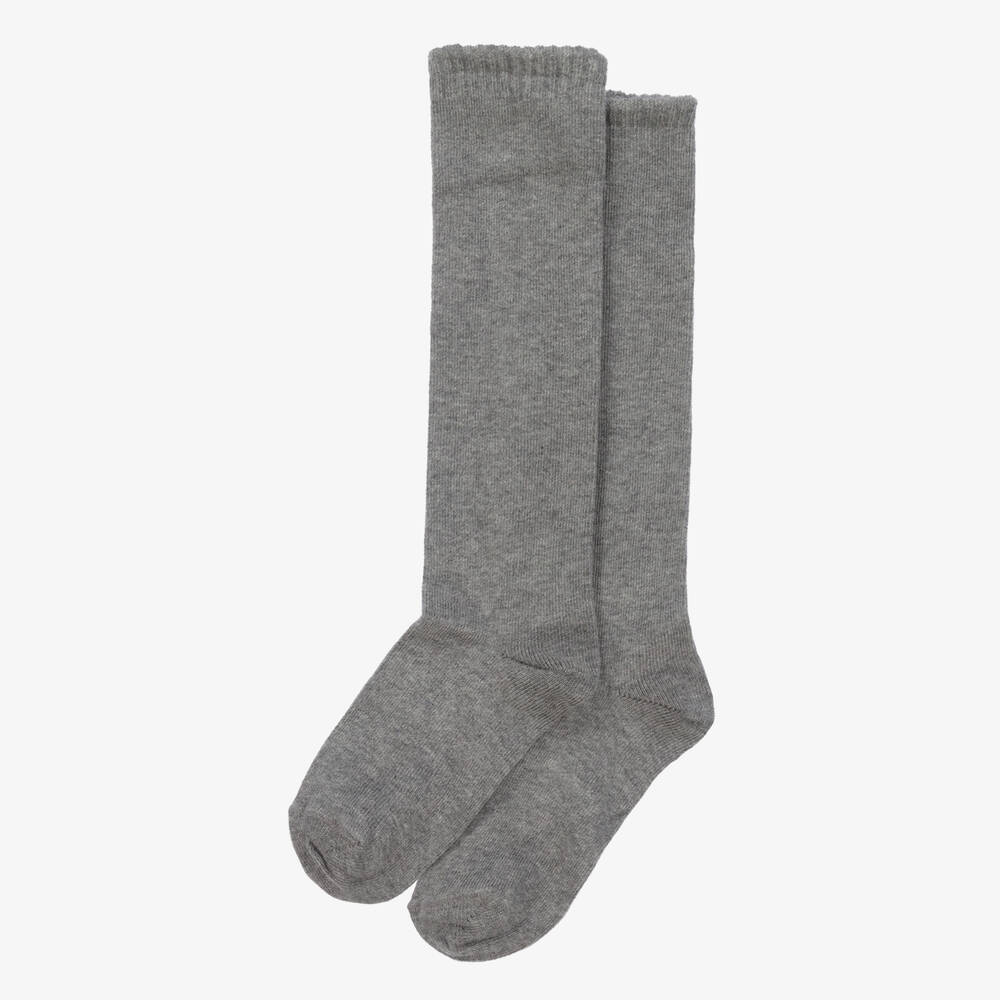 Carlomagno-Grey Cotton Knee Length Socks | Childrensalon