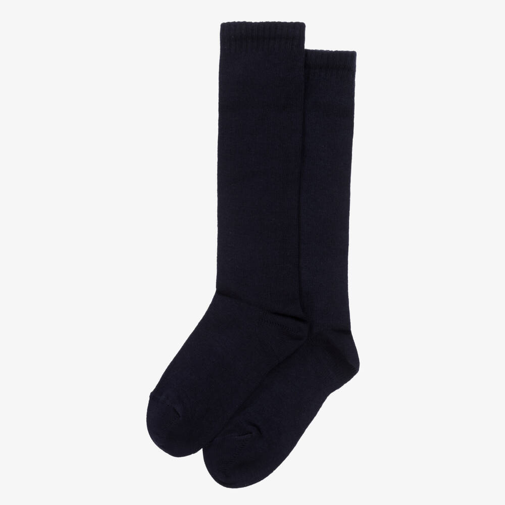 Carlomagno-Navy Blue Cotton Knee Length Socks | Childrensalon