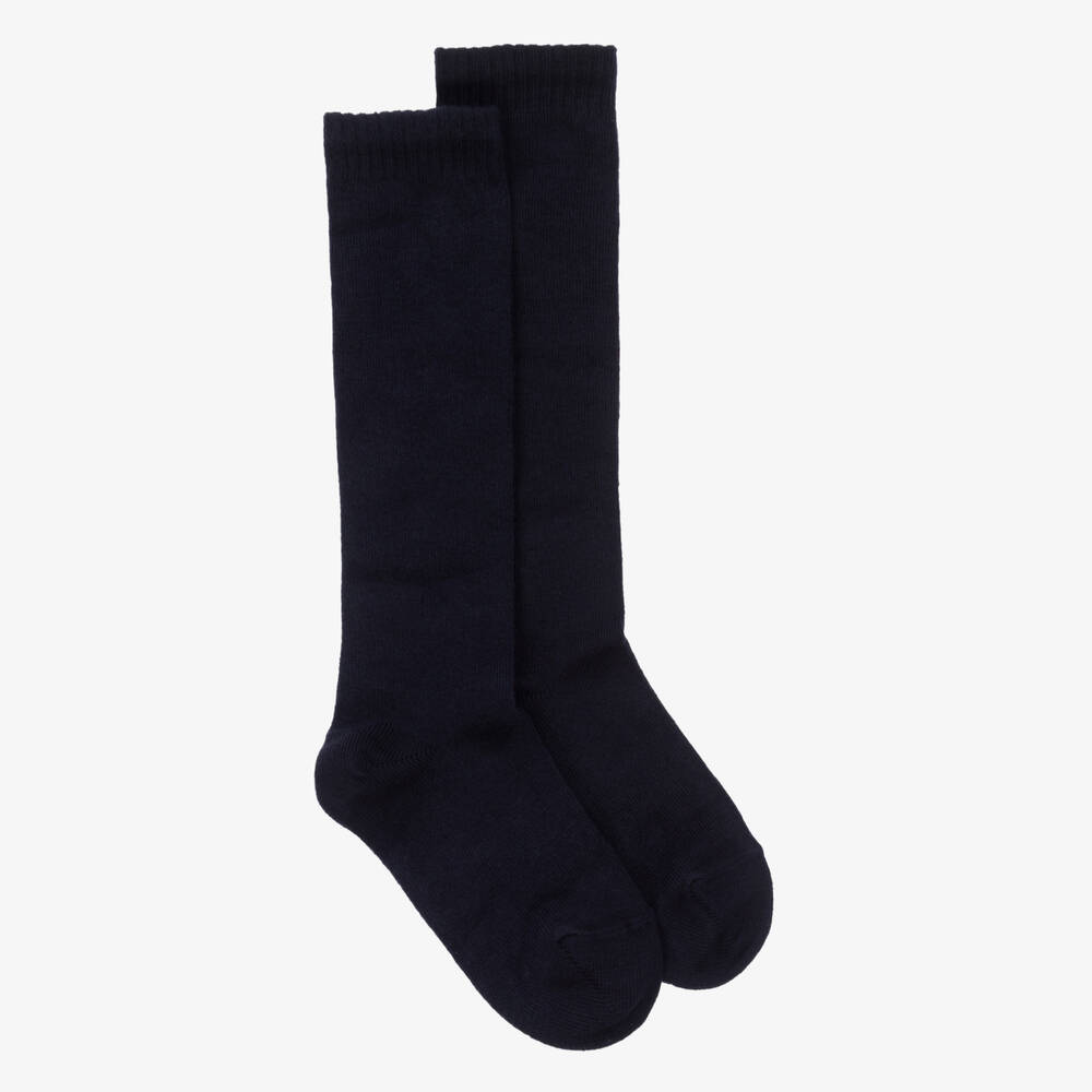 Carlomagno-Navy Blue Cotton Knee Length Socks | Childrensalon