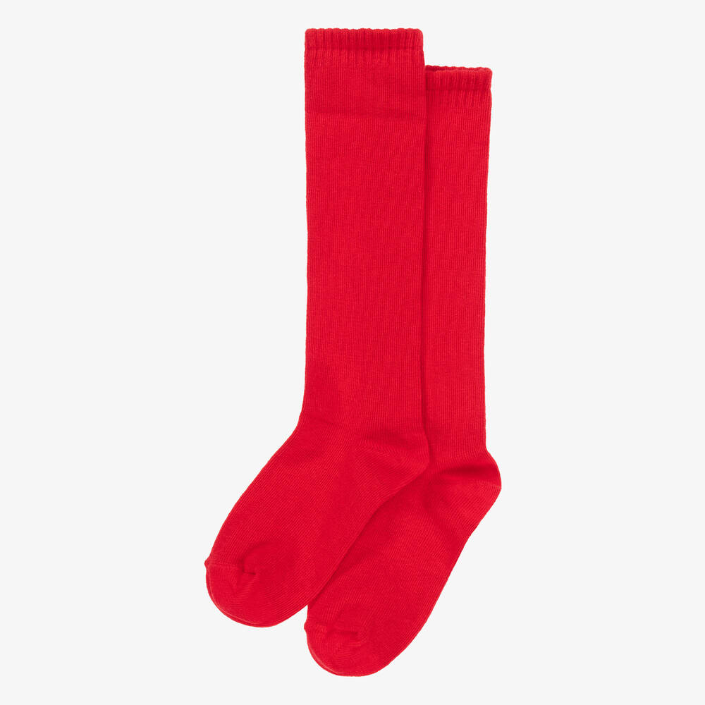 Carlomagno-Red Cotton Knee Length Socks | Childrensalon